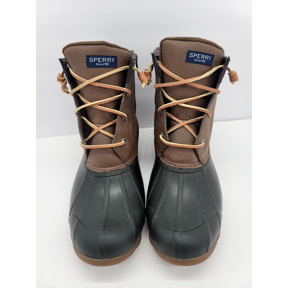 Sperry Waterproof Rain Boot Brown Black Womens 10 STS80524 Ankle Boot Duck Boot